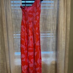 Red and Pink One-Shoulder Japna Maxi Dress